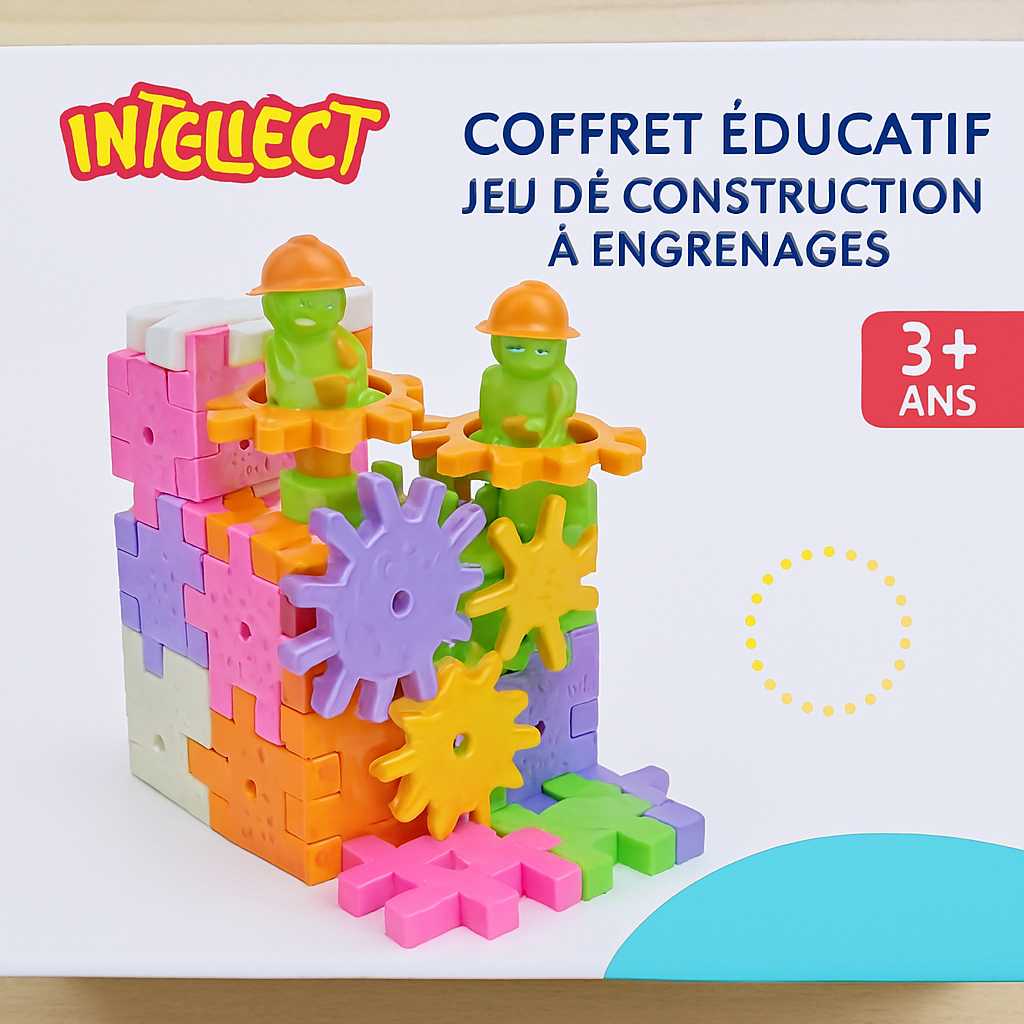 Coffret éducatif INTELLECT – Jeu de construction à engrenages (3+)